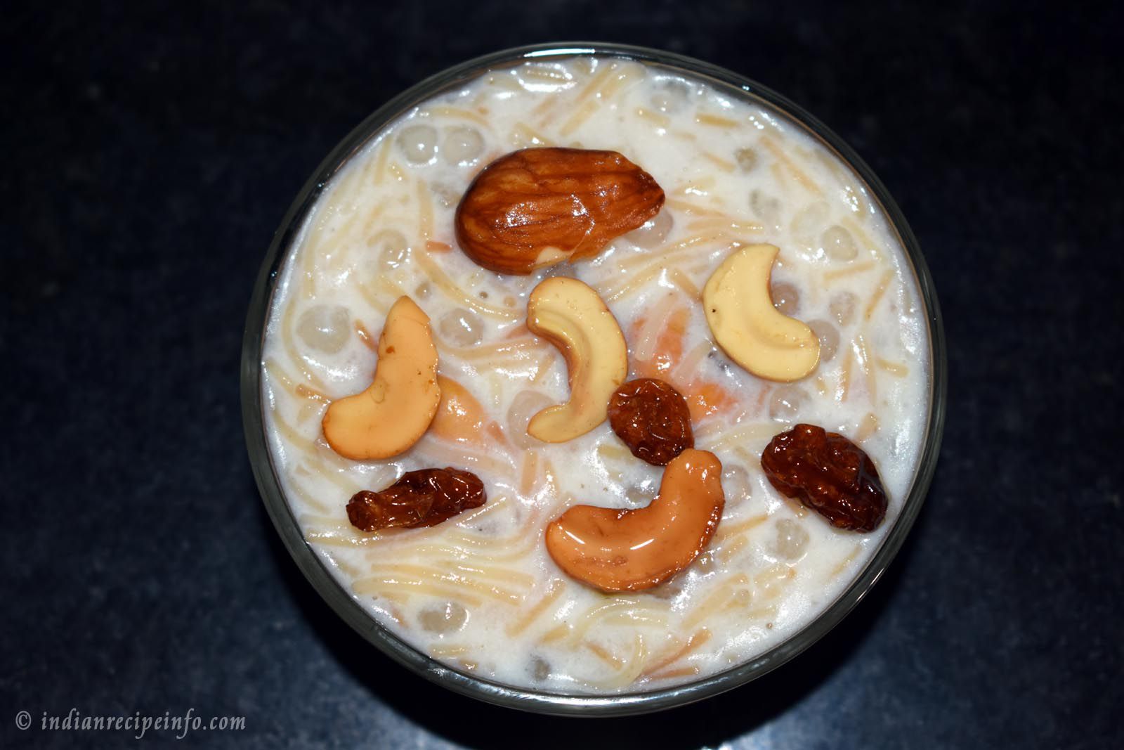 Easy Semiya Saggubiyyam Payasam | Sabudana Vermicelli Kheer